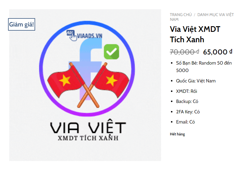 mua via xmdt , tài khoản facebook xmdt tại Viaads.vn chỉ từ 50.000đ