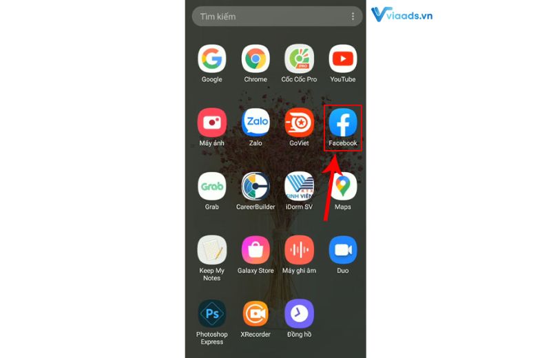 Truy cập vào ứng dựng facebook 