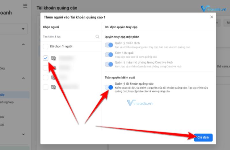 Cách share tài khoản quảng cáo facebook bằng BM - bước 10