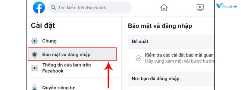 Chọn bảo mật và đăng nhập 