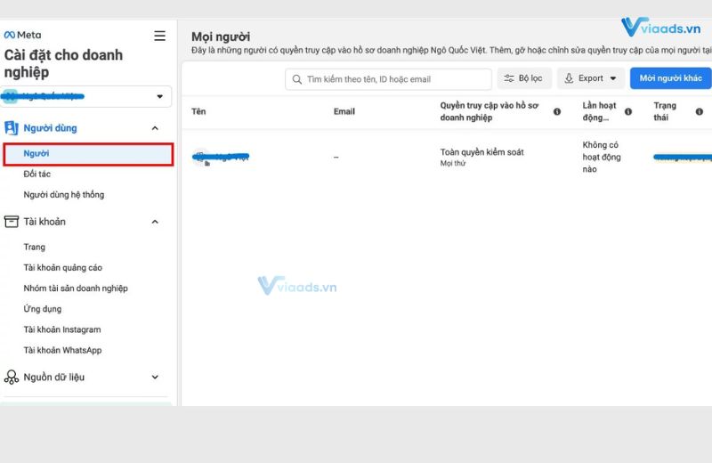 Cách share tài khoản quảng cáo facebook bằng BM - bước 2