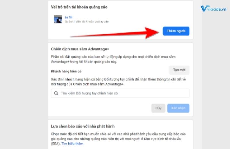 Các bước share tài khoản quảng cáo facebook - bước 3