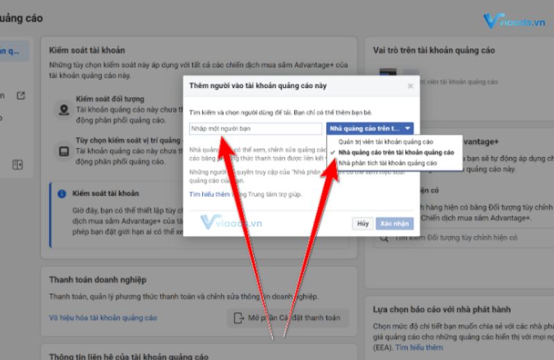 Các bước share tài khoản quảng cáo facebook - bước 4