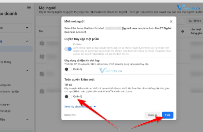 Cách share tài khoản quảng cáo facebook bằng BM - bước 5