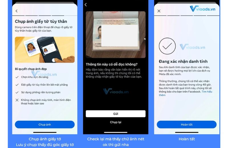 Xác minh danh tính và chờ thanh xét duyệt