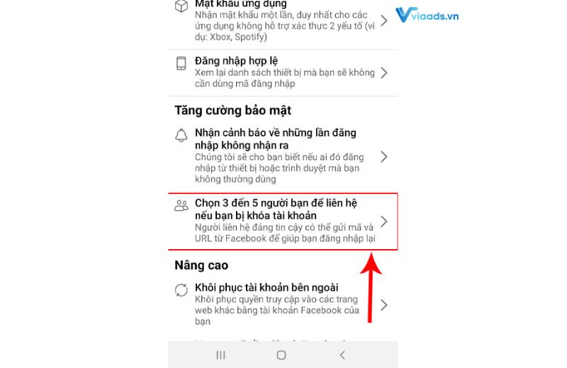 Nhấn vào mục chọn 3 đến 5 người bạn 