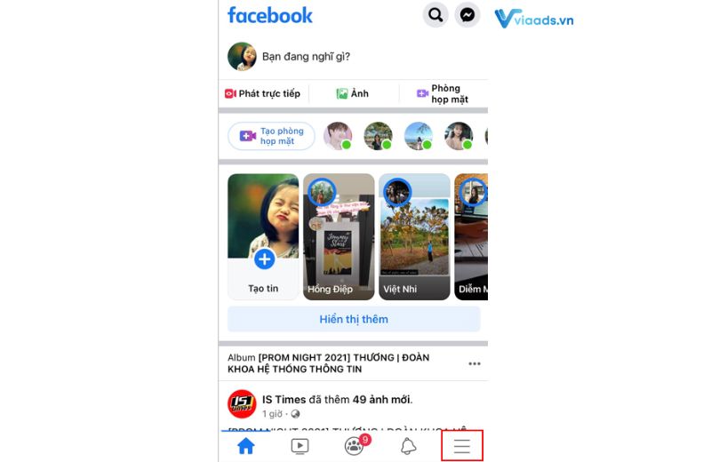 Nhấn vào biểu tượng 3 gạch 