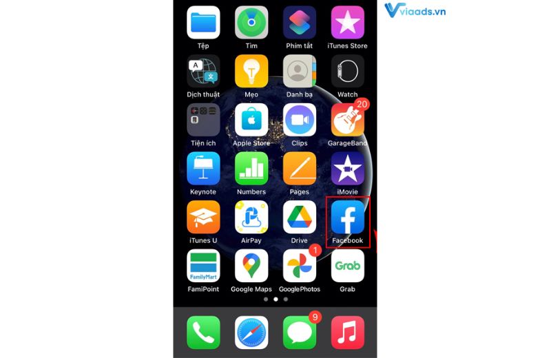 Mở ứng dụng facebook